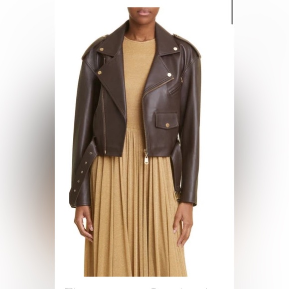 ZIMMERMANN LUMINOSITY BIKER LEATHER JACKET SZ 0 ESPRESSO - Picture 6 of 11